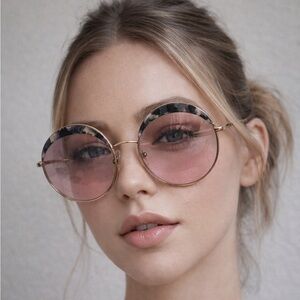 MIU MIU PINK AND GOLD WITH TORTOISESHELL ACCENTS SUNGLASSES WITH CASE
